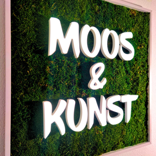 Moosbild beleuchtet mit Logo | 3D Buchstaben Frontleuchtend