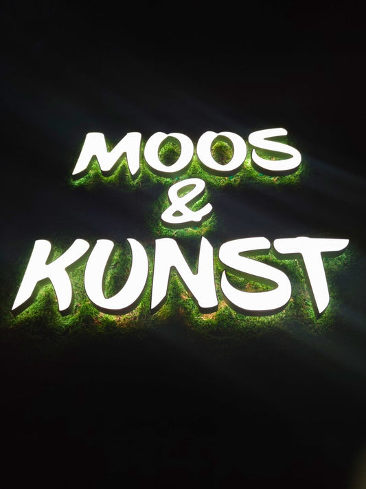 Moosbild beleuchtet mit Logo | 3D Buchstaben Front- und Rückleuchtend